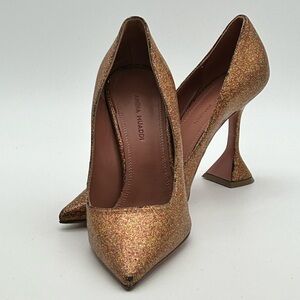 Amina Muaddi Glittered Rose-Gold Begum Pump